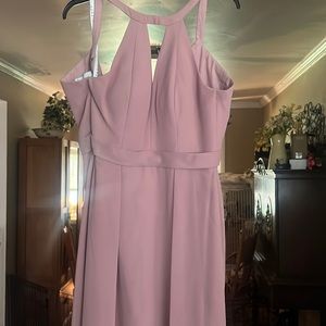 Light pastel pink halter bridesmaids dress